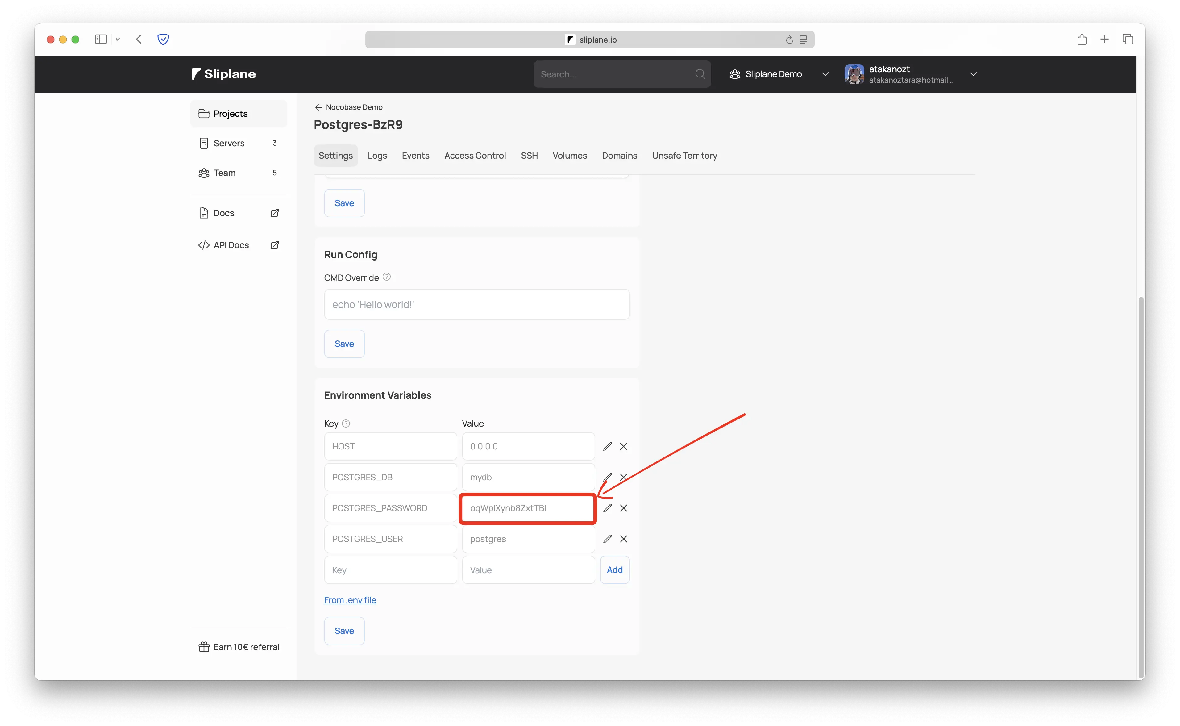 PostgreSQL Passwort in den Environment Variables finden
